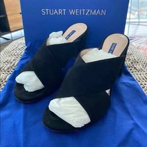 Stuart Weitzman Galene Black Suede Sandals sz 8.5M